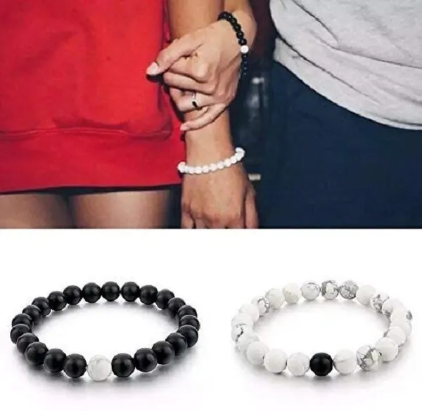 White_And_Black_Acrylic_Plastic_Couple_Bracelet_Set