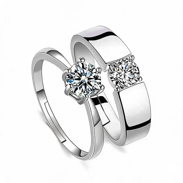 Silver_Stainless_Steel_Couple_Ring_Set