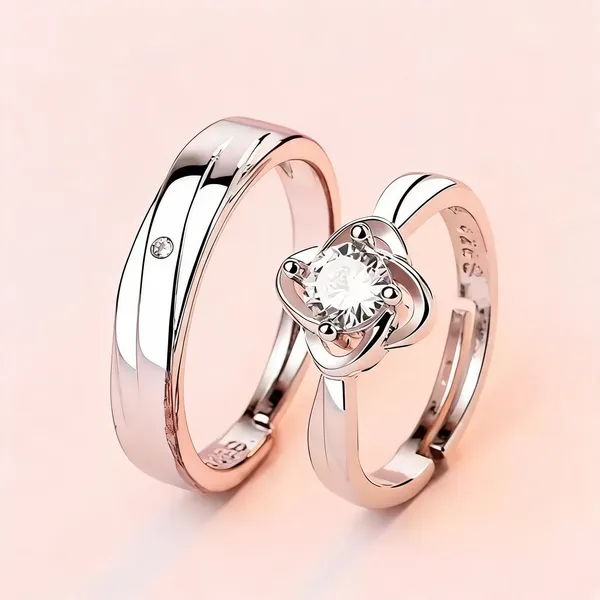 Silver_Stainless_Steel_Flower_Couple_Ring_Set