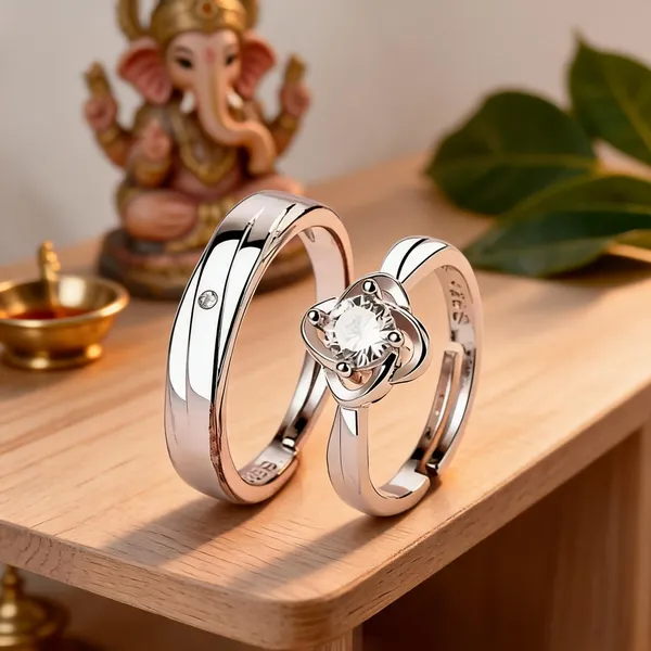 Silver_Stainless_Steel_Flower_Couple_Ring_Set
