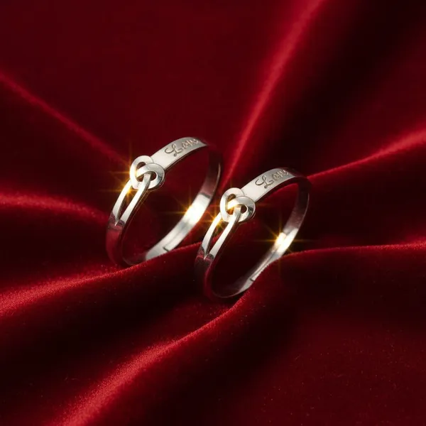 Silver_Stainless_Steel_Love_Knot_Couple_Ring_Set