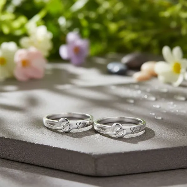 Silver_Stainless_Steel_Love_Knot_Couple_Ring_Set