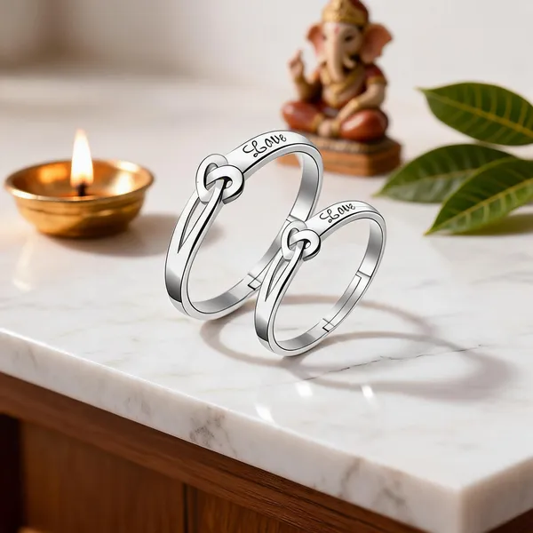 Silver_Stainless_Steel_Love_Knot_Couple_Ring_Set
