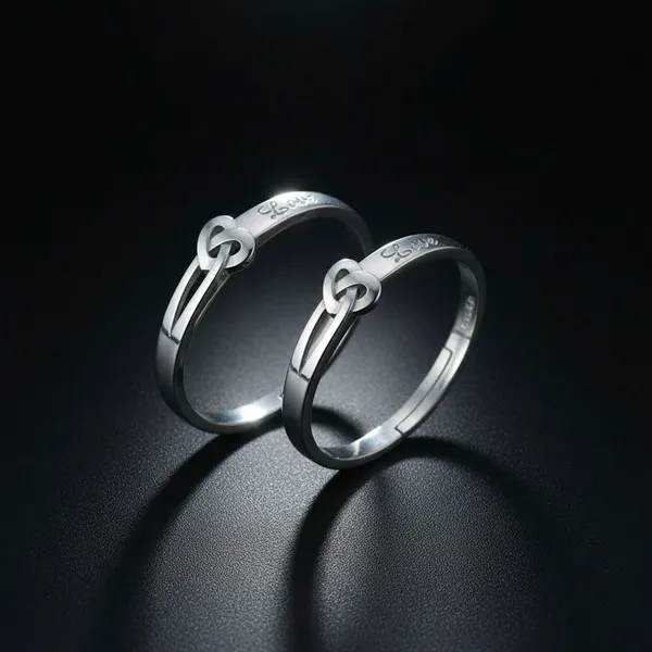 Silver_Stainless_Steel_Love_Knot_Couple_Ring_Set
