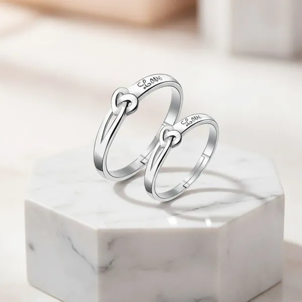 Silver_Stainless_Steel_Love_Knot_Couple_Ring_Set
