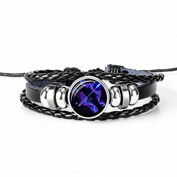 Black_And_Silver_Stainless_Steel_Zodiac_Bracelet