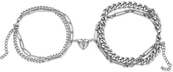 Silver_Stainless_Steel_Heart_Couple_Bracelet_Set