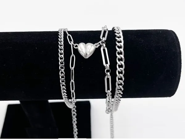 Silver_Stainless_Steel_Heart_Couple_Bracelet_Set