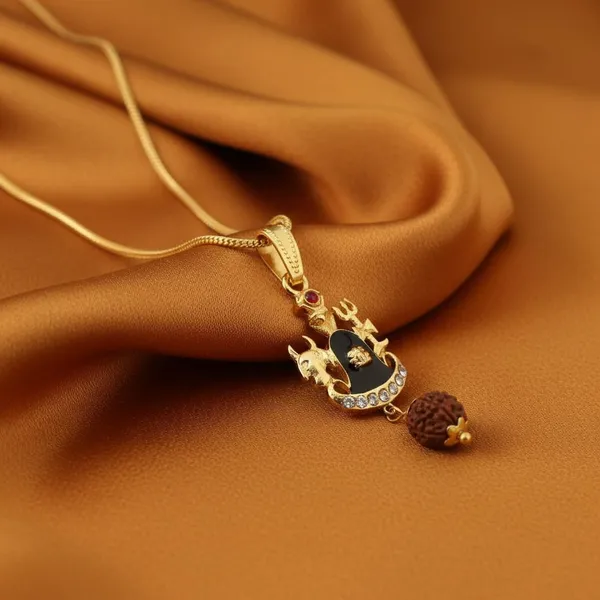 Gold_Stainless_Steel_Shiva_Trishul_Damru_Pendant_Necklace
