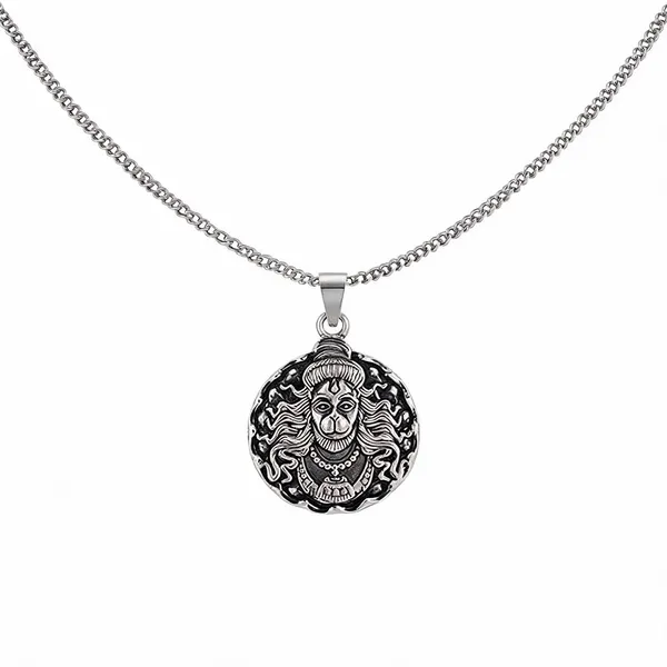 Silver_Stainless_Steel_Hanuman_Face_Pendant_Necklace