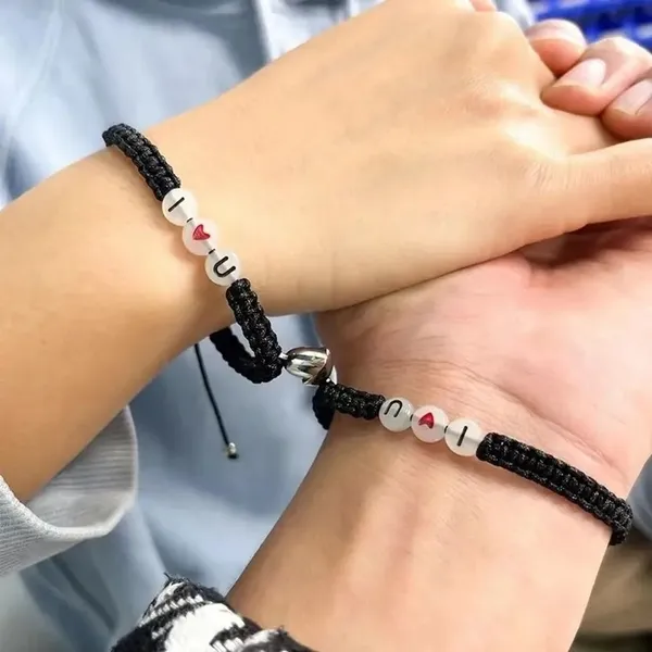 Black_Stainless_Steel,Acrylic_Plastic_Couple_Bracelet_Set