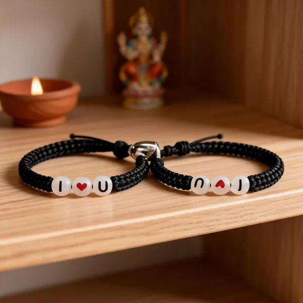 Black_Stainless_Steel,Acrylic_Plastic_Couple_Bracelet_Set
