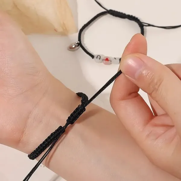 Black_Stainless_Steel,Acrylic_Plastic_Couple_Bracelet_Set