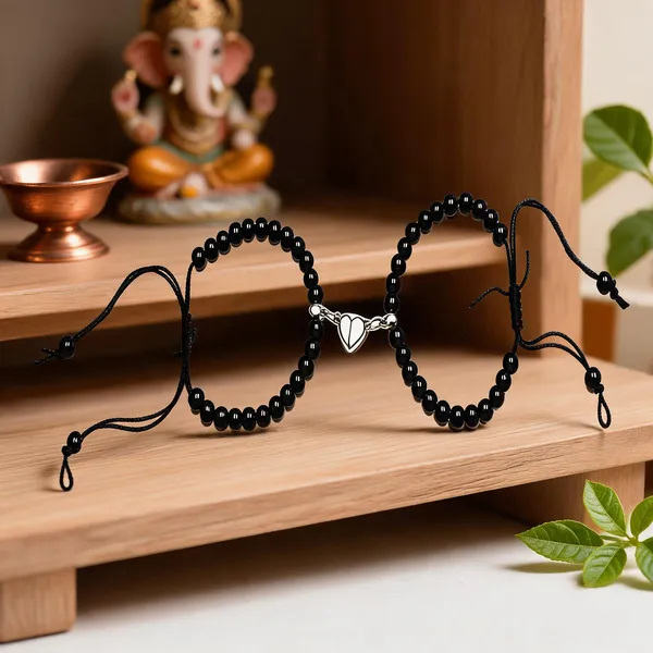 Black_Stainless_Steel,Acrylic_Plastic_Couple_Bracelet_Set