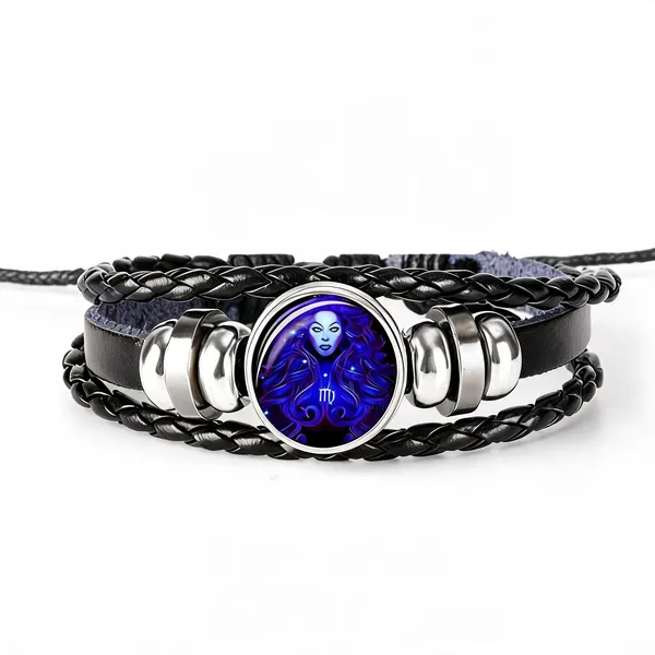 Black_And_Silver_Stainless_Steel_Zodiac_Bracelet