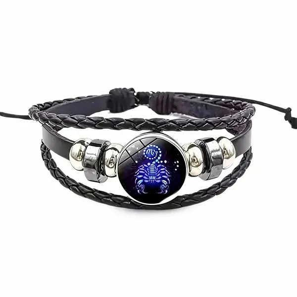 Black_And_Silver_Stainless_Steel_Zodiac_Bracelet