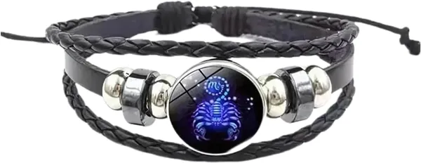 Black_And_Silver_Stainless_Steel_Zodiac_Bracelet