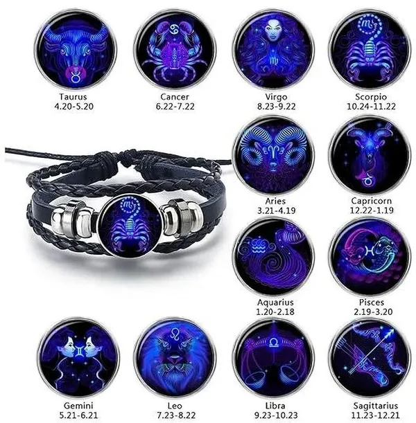 Black_And_Silver_Stainless_Steel_Zodiac_Bracelet