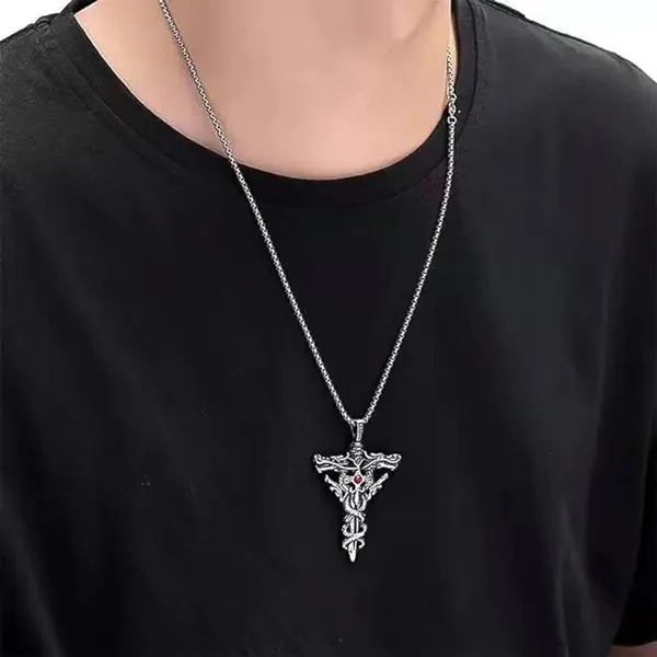 Silver_Stainless_Steel_Sword_Dragon_Pendant_Necklace