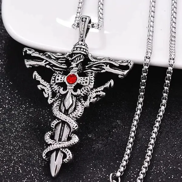 Silver_Stainless_Steel_Sword_Dragon_Pendant_Necklace