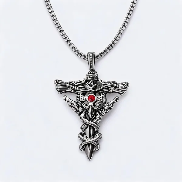 Silver_Stainless_Steel_Sword_Dragon_Pendant_Necklace