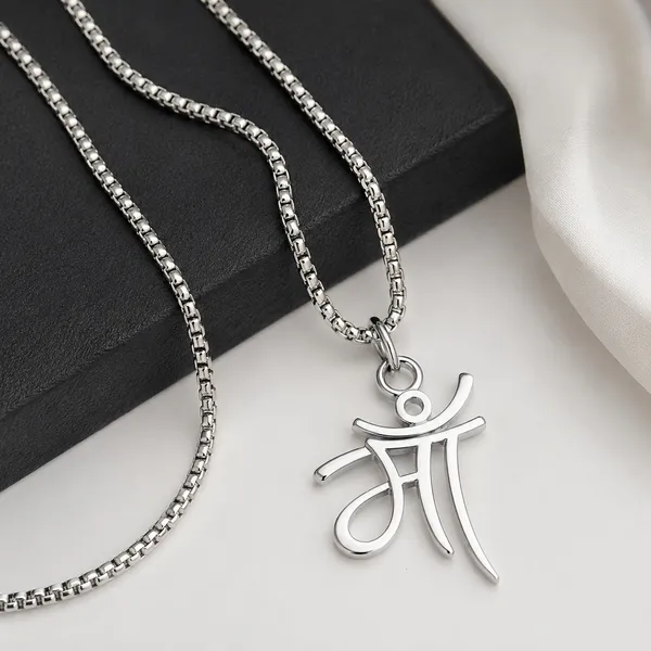 Silver_Stainless_Steel_Maa_Pendant_Necklace