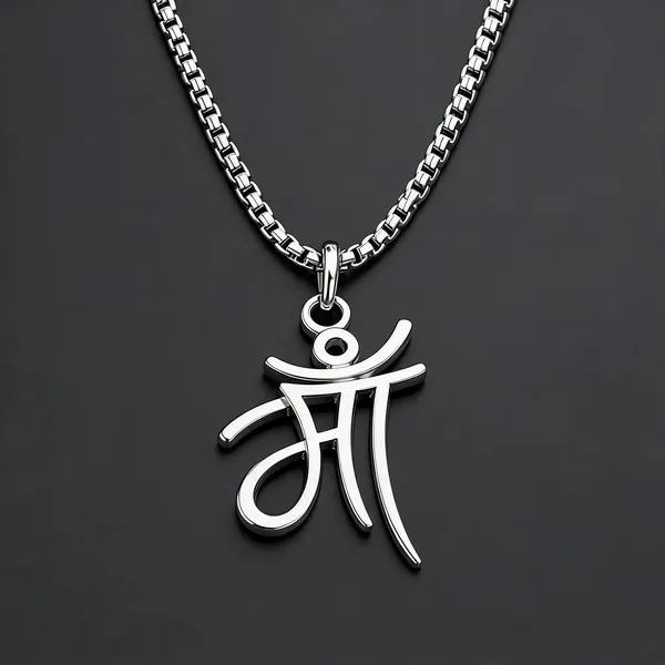 Silver_Stainless_Steel_Maa_Pendant_Necklace