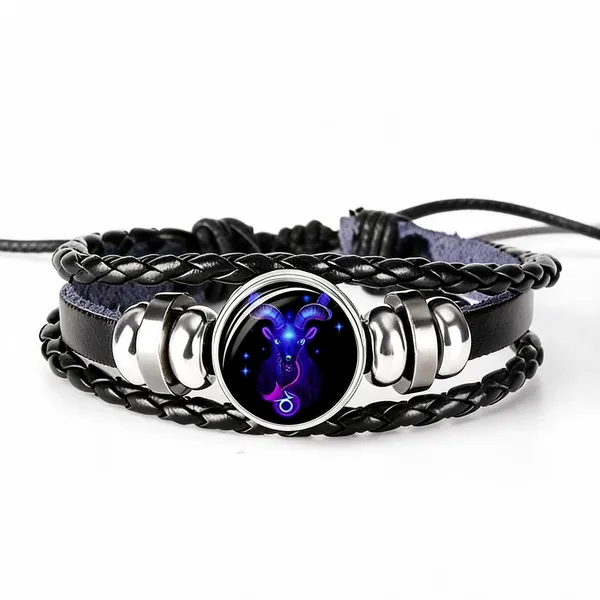 Black_And_Silver_Stainless_Steel_Zodiac_Bracelet
