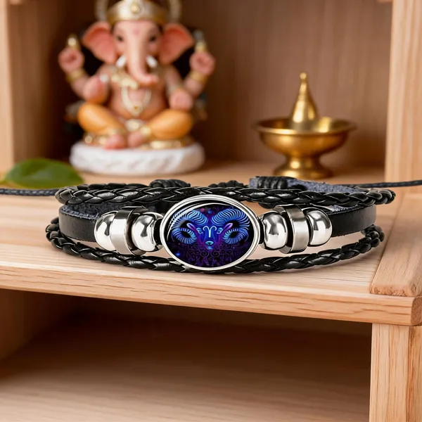 Black_And_Silver_Stainless_Steel_Zodiac_Bracelet