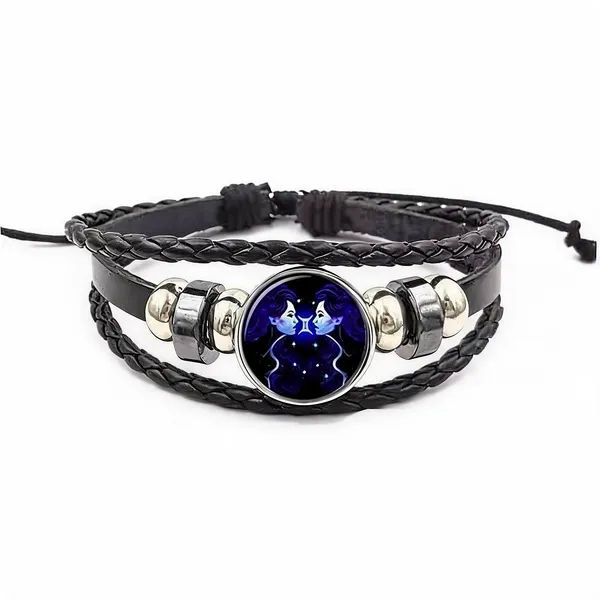 Black_And_Silver_Stainless_Steel_Zodiac_Bracelet
