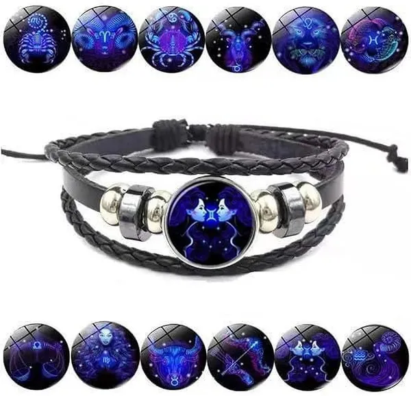 Black_And_Silver_Stainless_Steel_Zodiac_Bracelet