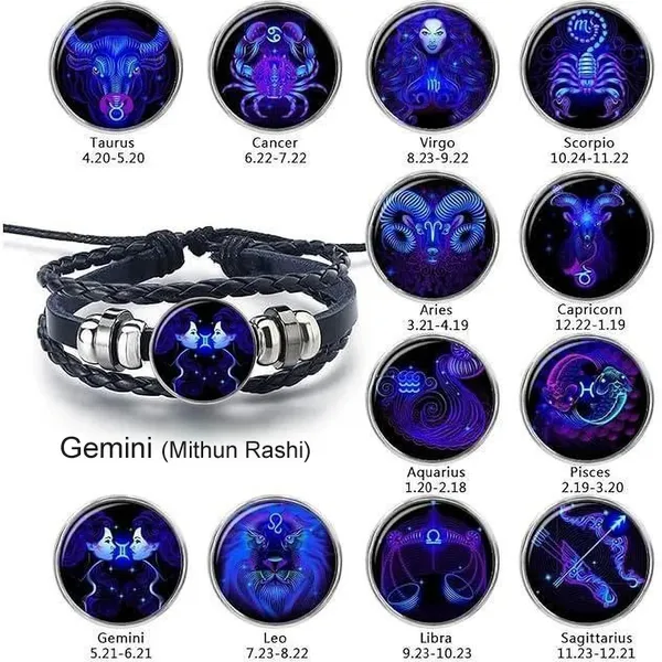 Black_And_Silver_Stainless_Steel_Zodiac_Bracelet