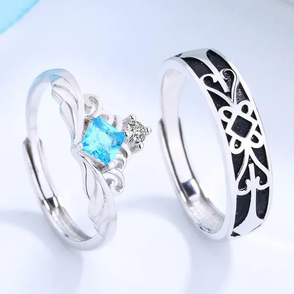 Blue_And_Silver_Stainless_Steel_Blue_Diamond_Couple_Ring_Set