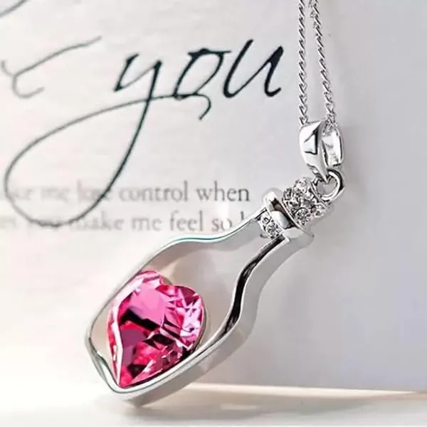 Pink_And_Silver_Stainless_Steel_Pink_Heart_Pendant_Necklace