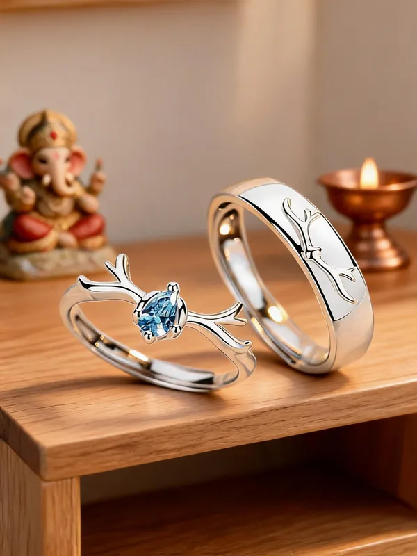 Silver_Blue_Stainless_Steel_Couple_Ring_Set