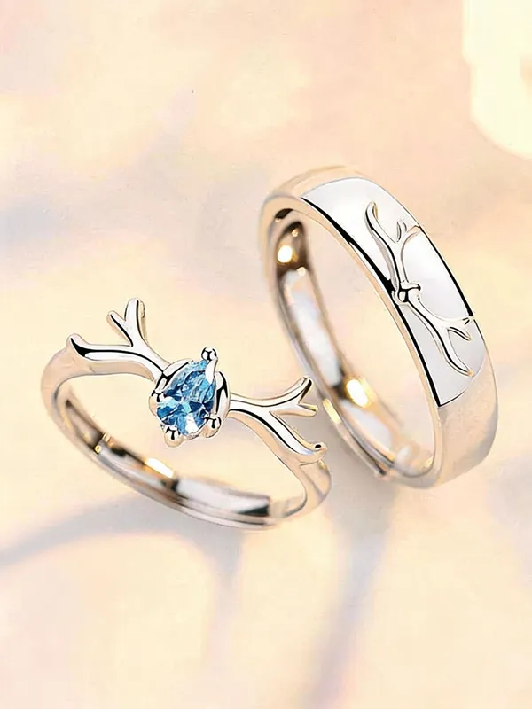 Silver_Blue_Stainless_Steel_Couple_Ring_Set
