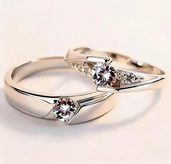 Silver_Stainless_Steel_King_Queen_Couple_Ring_Set