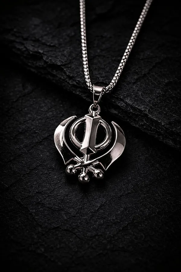 Silver_Stainless_Steel_Khanda_Pendant_Necklace