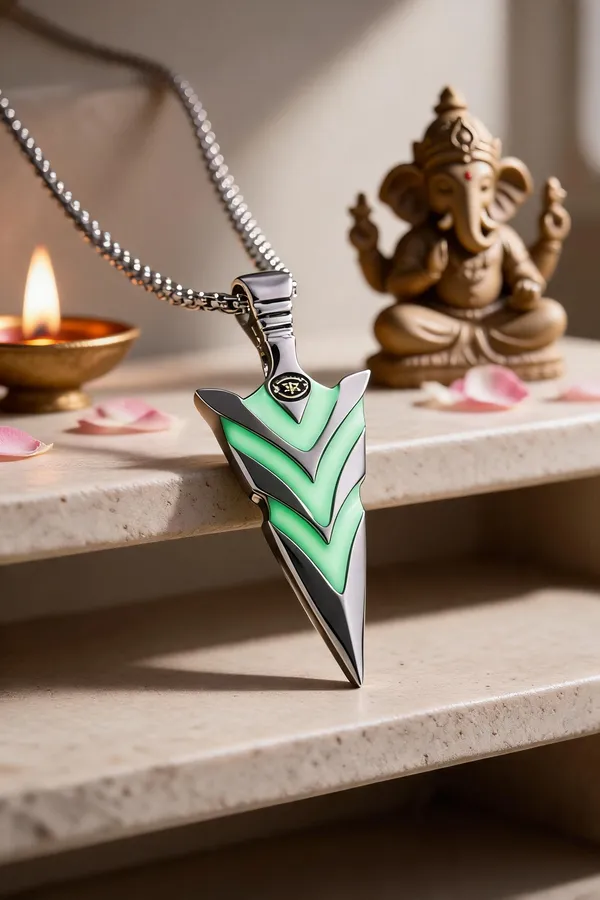 Silver_And_Radium_Stainless_Steel_Radium_Arrow_Pendant_Necklace