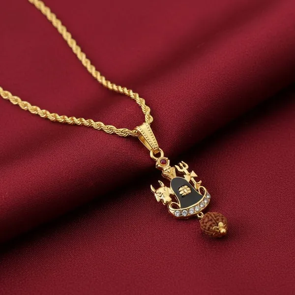 Gold_Stainless_Steel_Shiva_Trishul_Damru_Pendant_Necklace