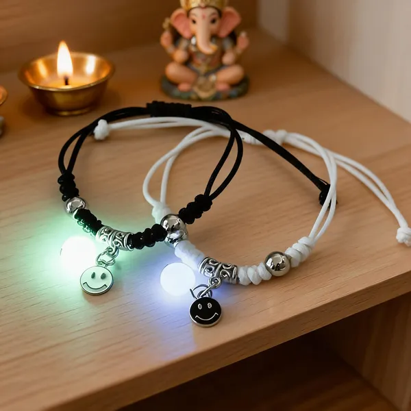 Black_White_Stainless_Steel,Acrylic_Plastic_Couple_Bracelet_Set
