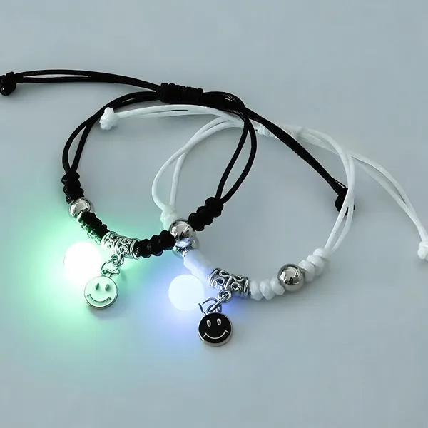 Black_White_Stainless_Steel,Acrylic_Plastic_Couple_Bracelet_Set