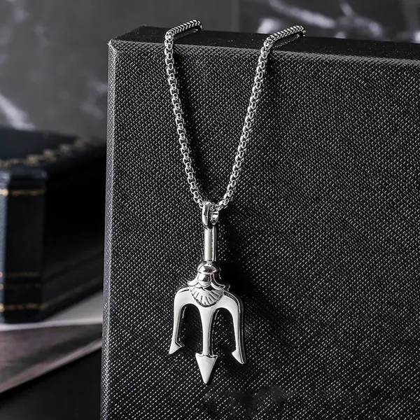 Silver_Stainless_Steel_Trishul_And_Aqua_Pendant_Necklace