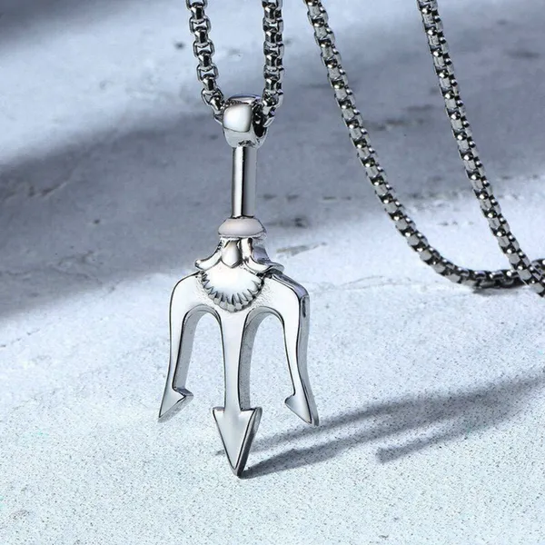 Silver_Stainless_Steel_Trishul_And_Aqua_Pendant_Necklace
