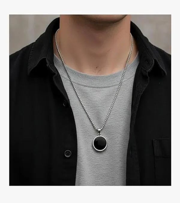 Silver_Black_Stainless_Steel_Pendant_Necklace