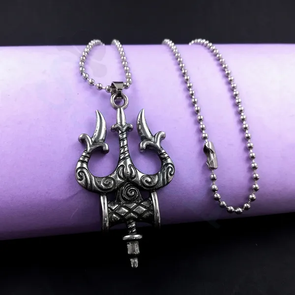 Silver_Stainless_Steel_Trishul_Pendant_Necklace