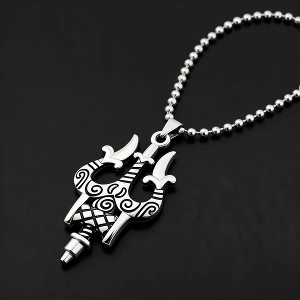 Silver_Stainless_Steel_Trishul_Pendant_Necklace