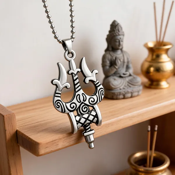 Silver_Stainless_Steel_Trishul_Pendant_Necklace