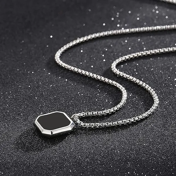 Black_And_Silver_Stainless_Steel_Geometric_Pendant_Necklace