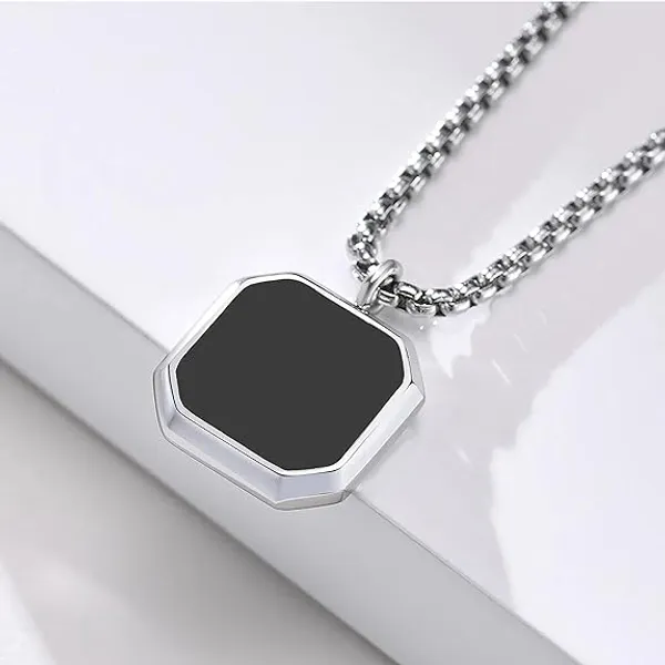Black_And_Silver_Stainless_Steel_Geometric_Pendant_Necklace